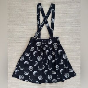 Hot Topic moon phase black gray suspender flowy mini‎ skirt women’s XS